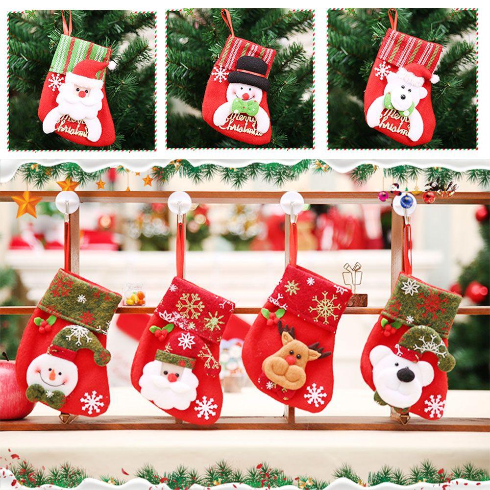 Lovely Hanging Socks New Year Decoration Candy Bag Christmas Ornament Xmas Tree Decor Stockings