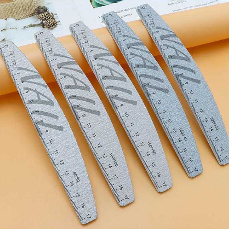 1 шт. Пилка для ногтей с линейкой 80/100/150/180/240/320 Грит Наждачная бумага Одноразовый удалитель кутикулы Бафы Инструмент для маникюра