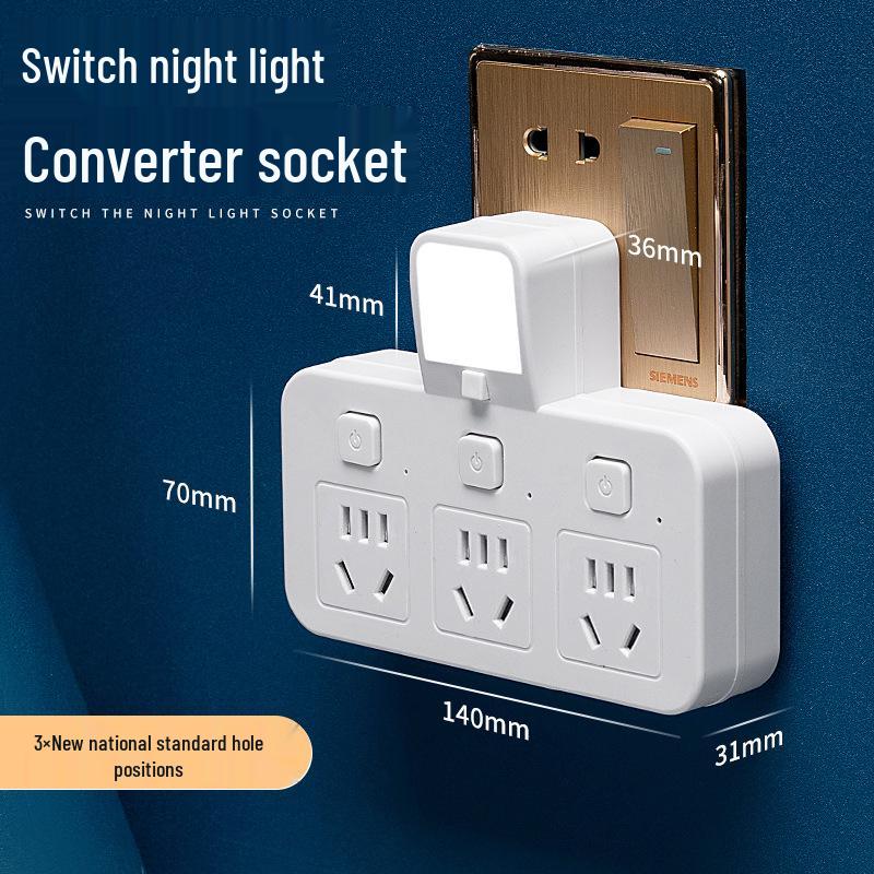 Удлинитель с несколькими розетками, USB-портами, беспроводным зарядным устройством, ночником и индивидуальными выключателями для домашнего офиса
