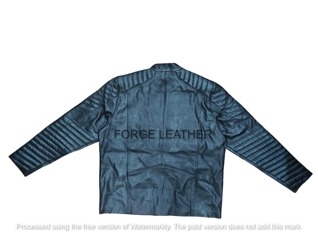 Байкерская куртка Супермена Мужская Черная Натуральная Кожа Ягненка Ручной Работы Мотоциклетная