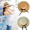 1PC Summer Straw Hat Women Wide Brim Beach Sun Hat Foldable Floppy Panama Bow Ribbon Ladies Cap