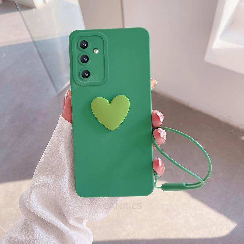A 15 25 35 55 Love Heart Lanyard Silicone Case For Samsung Galaxy A15 A25 A35 A55 A14 A24 A34 A54 5G A04s Camera Cover A53 A52