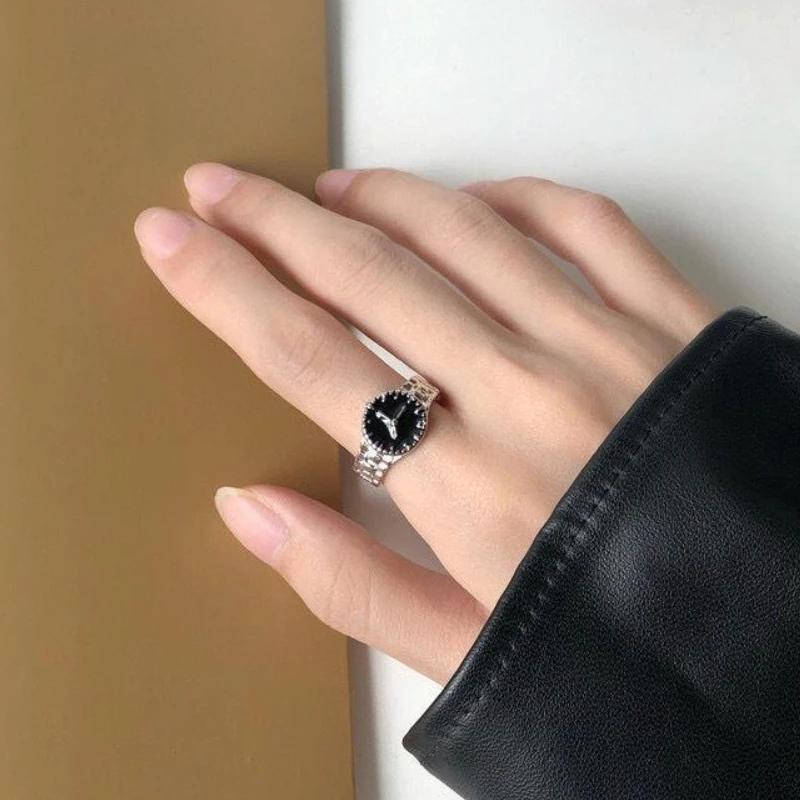 НОВЫЕ креативные кольца в форме часов для женщин, регулируемые кольца для открытия, мужские винтажные панк-мини-часы, кольцо на палец, парные кольца