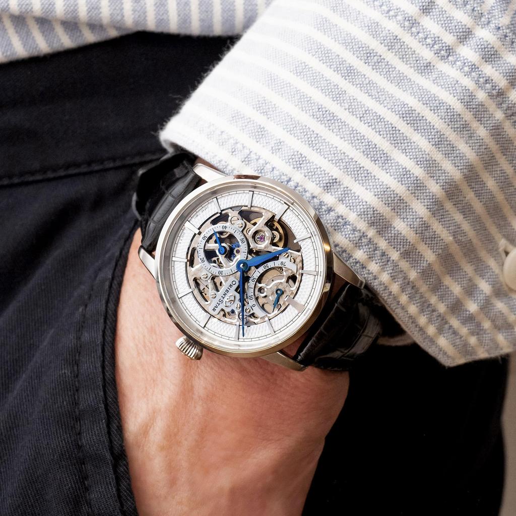 [Orient Star] Механические часы ORIENT STAR M45 F8 Skeleton с ручным заводом, сделано в Японии, 2 года гарантии отечественного производителя, RK-AZ0002S, мужские, серебристые