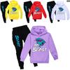 Kids Cartoon Cotton Hoodie And Joggers Set For Active Play And Casual Wear
