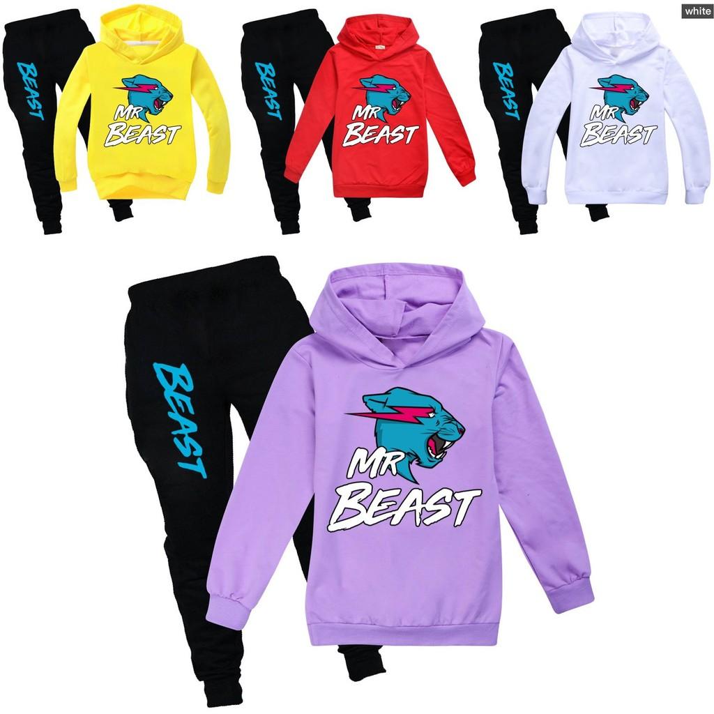 Kids Cartoon Cotton Hoodie And Joggers Set For Active Play And Casual Wear