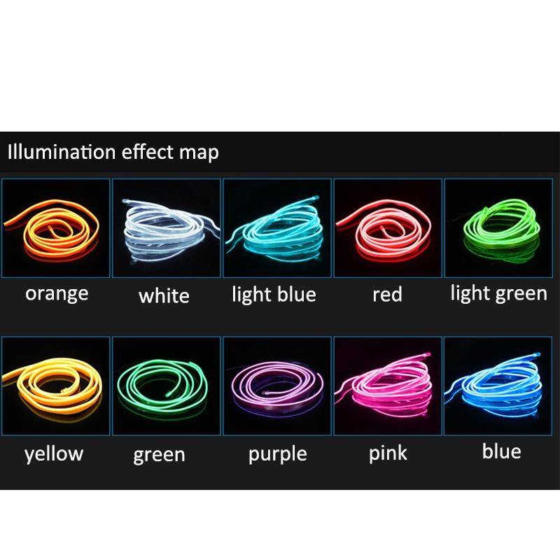1M/2M/3M Waterproof LED Strip Light Neon Light Glow EL Wire Rope Tube Cable Car Party Decoration