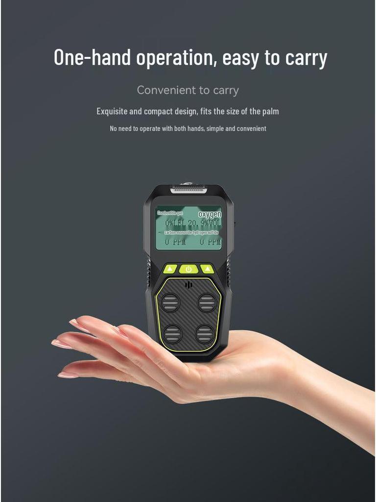 Portable 4-in-1 Gas Detector: Combustible, Oxygen, Hydrogen Sulfide, Carbon Monoxide