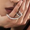 PANJBJ 925 Silver Line Crossing Ring for Women Punk Hip Hop Exaggerate Trend Adjustable Jewelry Party Gift