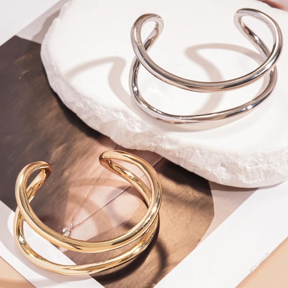 Europe American Style Wide Irregular Open Bangle Double-layer Exaggerated Bracelet Girls