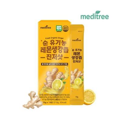 Meditree Чистый Органический Лимонно-Имбирный Сок Имбирный Шот – 14 Саше / Коробка