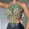 2023 European & American Style Metal Acrylic Gem Chain Backless Women's Vest