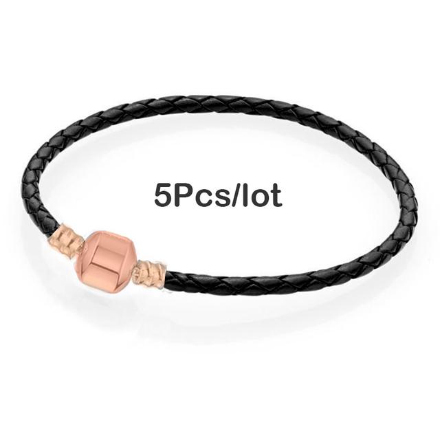 5pcs /Lot Sale Popular Charm Bracelets Diy Elegant Leather Chain Charms Bracelets Bangles For Women Jewelry Gift