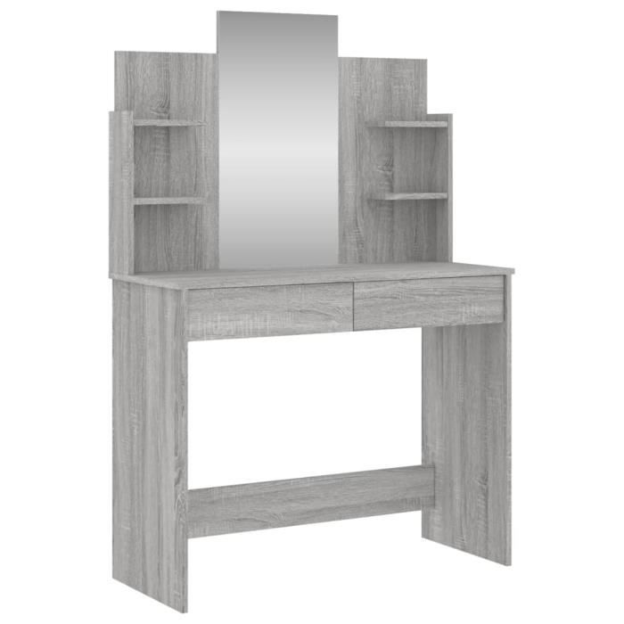 Dressing Table with Mirror Sonoma Grey 96x39x142 Cm