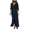 Women's Casual Loose Long Shirt Long Sleeved Long Sleeved Solid Color Shirt Dress