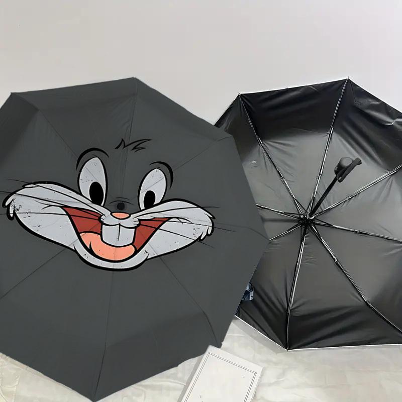 1PC cartoon rabbit Umbrella-8-Rib Reinforced, Automatic Open, Lightweight & Durable, Cute Fashion Accessory for Outdoor, D2676