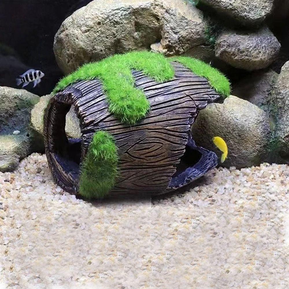 Смола Искусственные Антикварные Бочки Креативный Мох Сломанное Ведро Поделки Пещера-Укрытие для Рептилий Дом