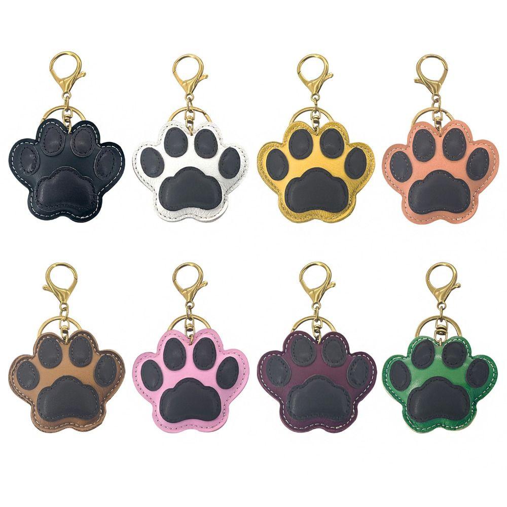 Hanger Cat Footprint Keychain Key Chain Bag Charm Trendy Leather Cat Paw Pendant Pet Lover