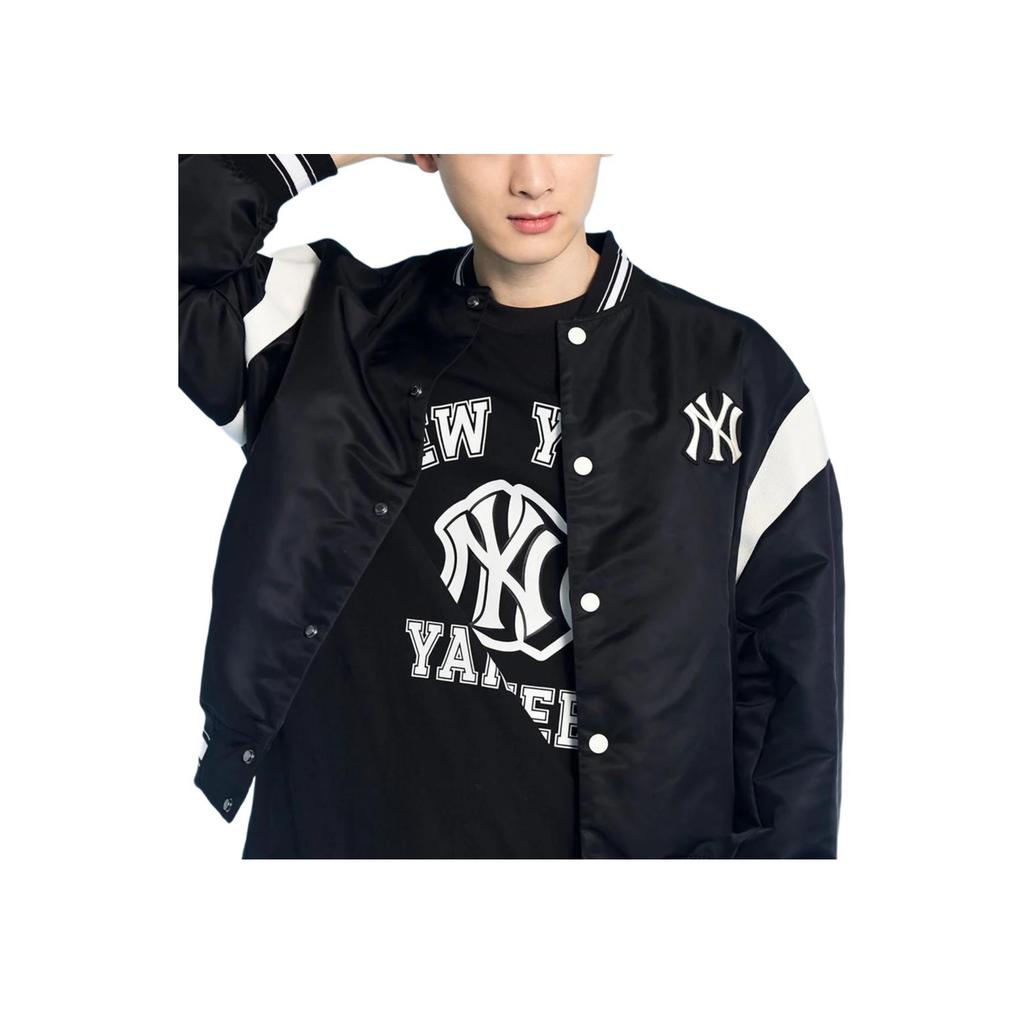 New MLB Nylon Varsity Jackets Coats Unisex Black 3AJPV0331-50BKS