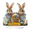 Easter 2D Flat Decoration Acrylic Statue Egg Bunny Easter Decor for Desk Spring Easter Stand Figure Indoor Home Decoration