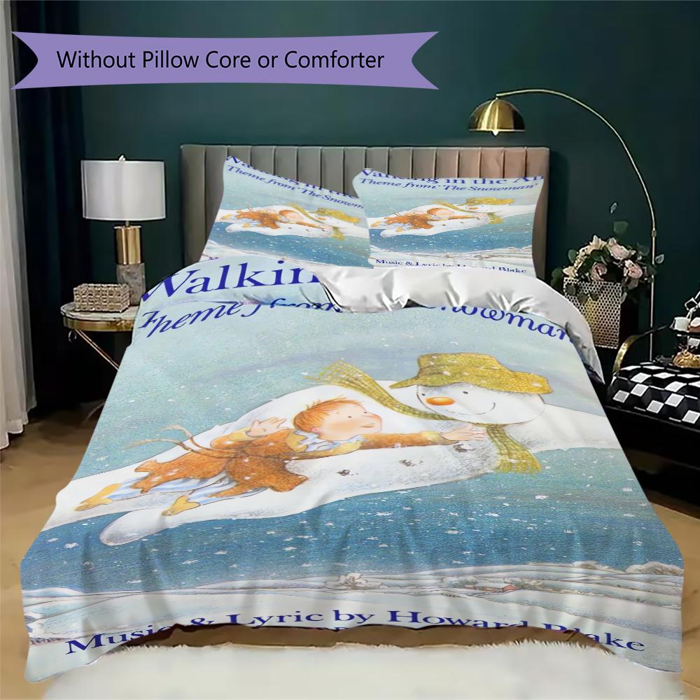 The Snowman Pattern Bedding uilt Set uilt Cover Pillowcase Home Decoration Birthday Gift (1 * duvet cover + 2 * pillowcase without core)210