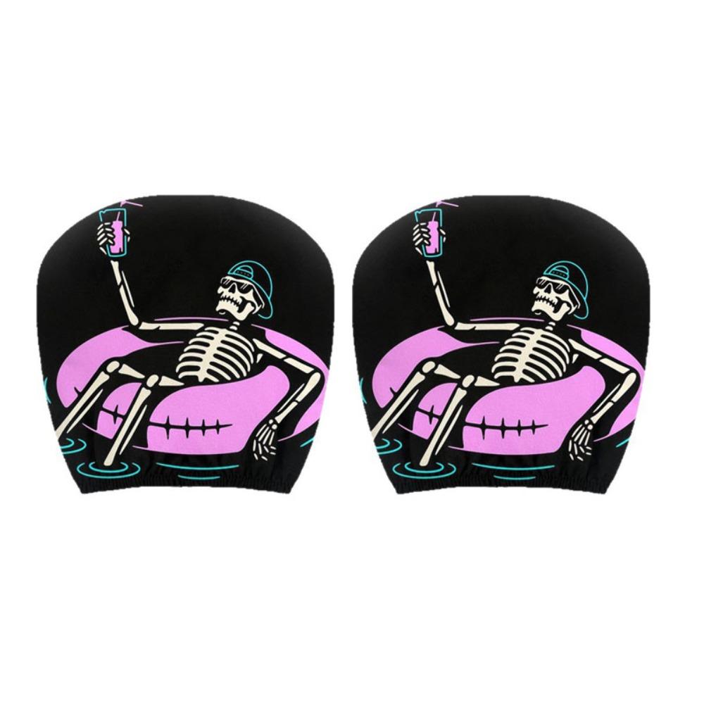 2 Pcs Ghost Headrest Covers 2D Stretch Neck Pillowcase Terrifying Car Interior Decor Universal Fit