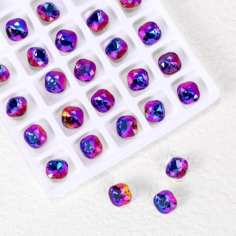 Nail Art Fat Square Diamond Shijia Same K9 High-Quality Square Diamond Diy Jewelry Accessories Nail Sticker Drill Crystal Pointed Bottom Drill