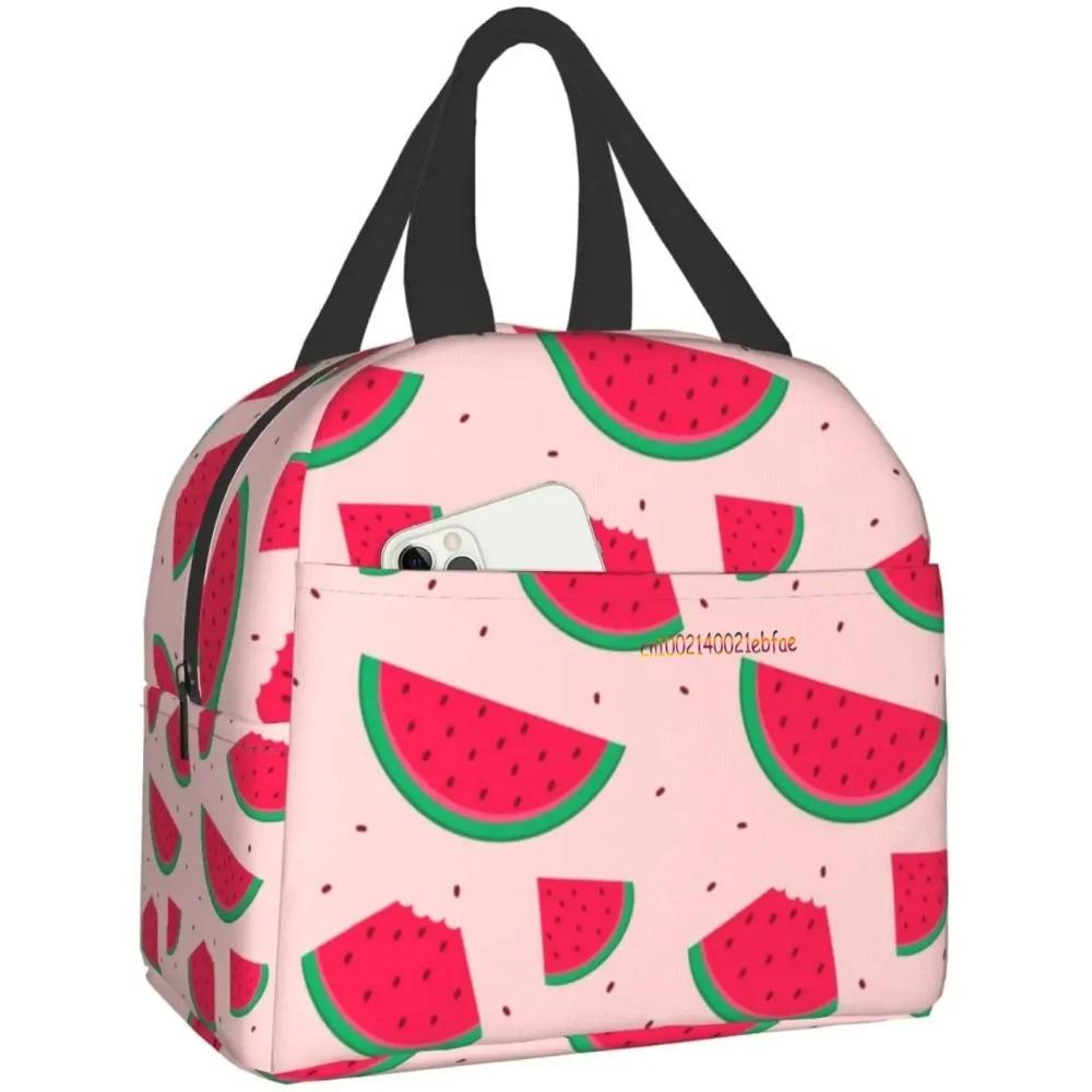 Cute Watermelon Lunch Bag Travel Work Picnic Bento Box Cooler Reusable Canvas Tote Boxes for Women Kids Insulated Lunch Bags