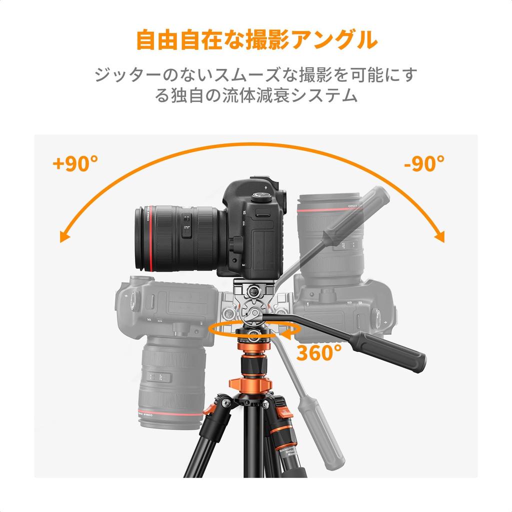 Video Camera Tripod Concept Camera Tripod SLR with Fluid Head 83 Aluminum Tripod Adjustable Monopod Aluminum Lightweight Maximum Load Capacity 5Kg