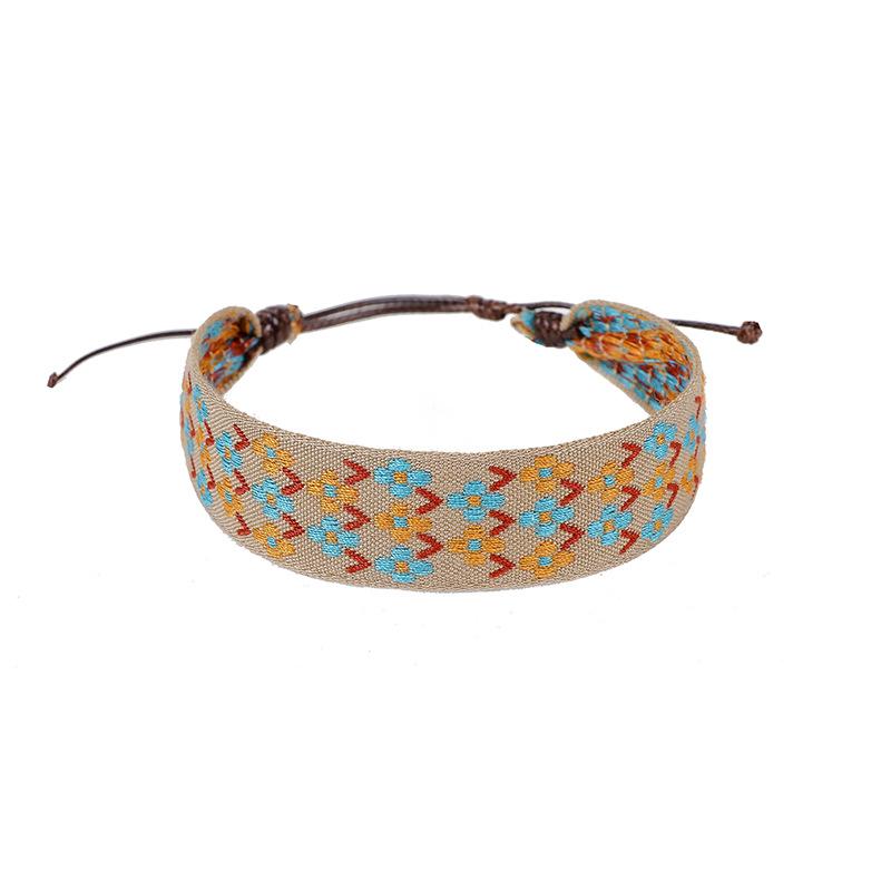 Cross-Border Bracelet Retro Handmade Bracelet Bohemian Printed Fabric Artistic Bracelet Carrying Strap Ethnic Style