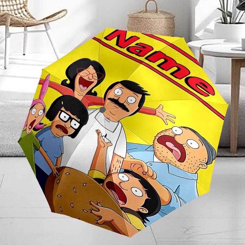 Custom Name Bob's Burgers Theme Automatic Umbrella, Lightweight & Portable, 8 Rib, Perfect for Outdoor Travel, Birthdays, Christmas, Gifts.
