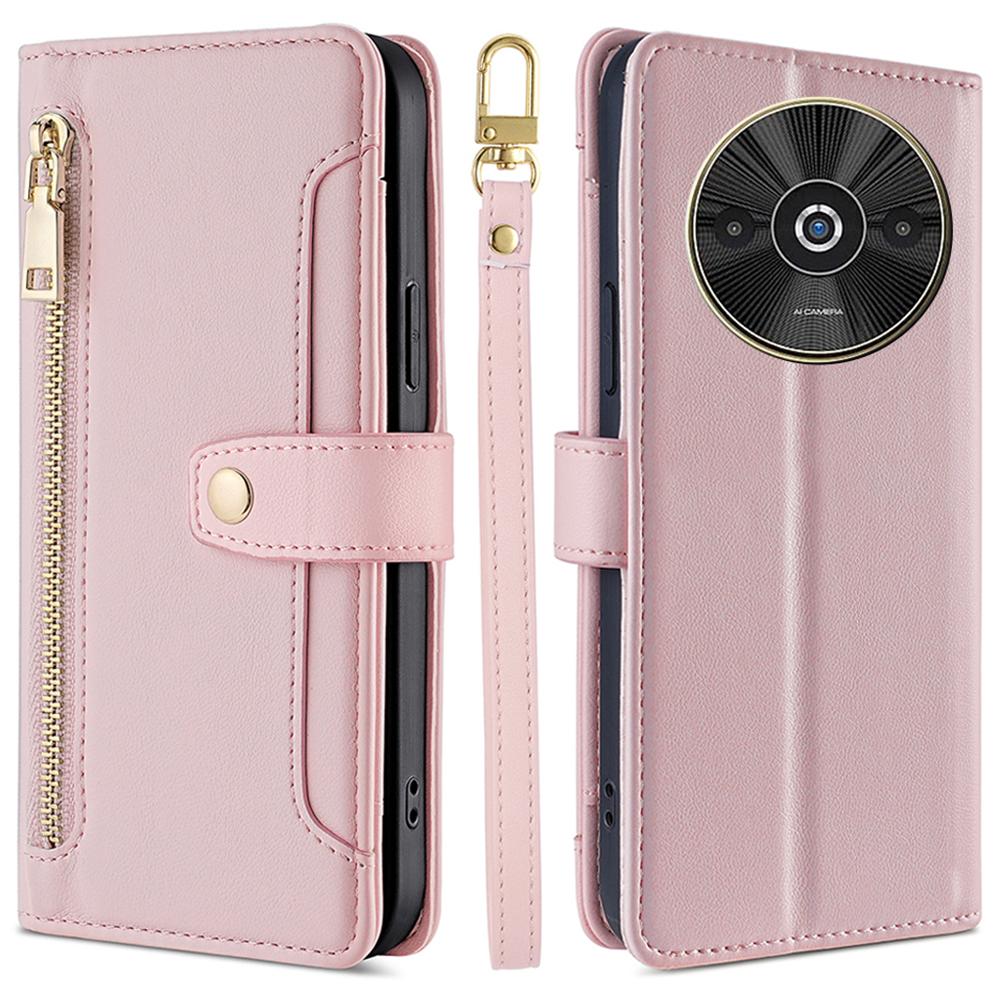 Чехол для Xiaomi Redmi A3/Poco C61 4G из ПУ кожи с карманом для наличных и ремешком через плечо