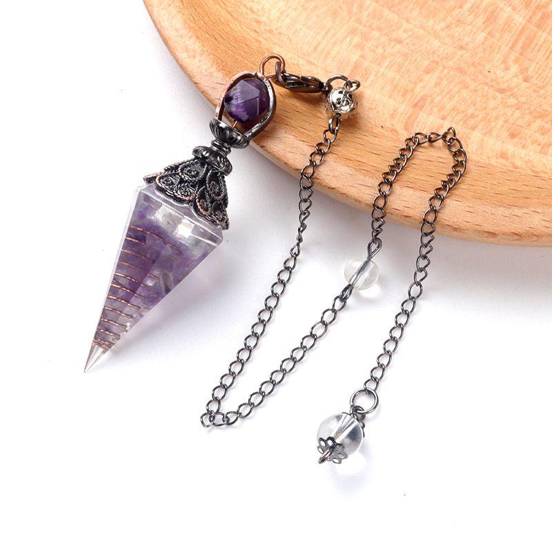 Crystal agate Epoxy hexagonal cone pendulum pendant, full set of pendulum.