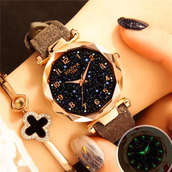Starry Luxury Sky Watch For Women Fashion Quartz Wristwatch Ladies Casual Leather Strap Watches