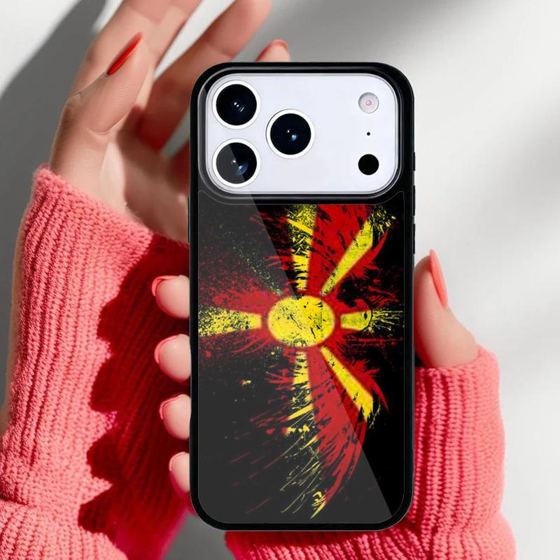 Чехол для телефона с флагом Македонии для iPhone 17 16 15 14 13 Pro Max Задняя крышка для 12 11 Pro Coque