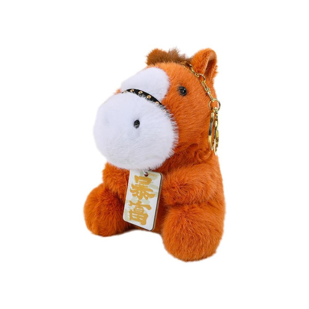 Soft Horse Plush Keychain Cartoon Pony Pendant Plush Toys Horse Year Key Ring  Students Bags