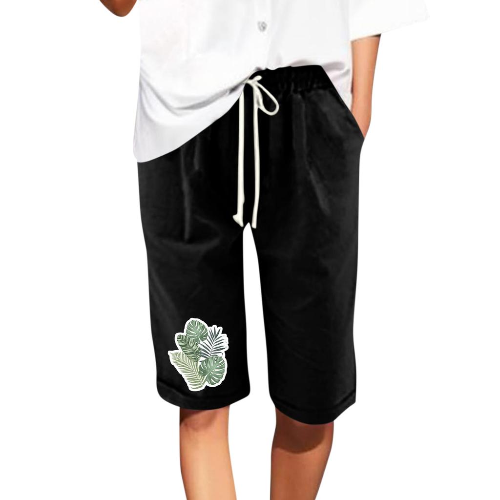 Шорты больших размеров для женщин, эластичные пышные хлопковые льняные шорты-бермуды с эластичной резинкой на талии, повседневная пляжная одежда