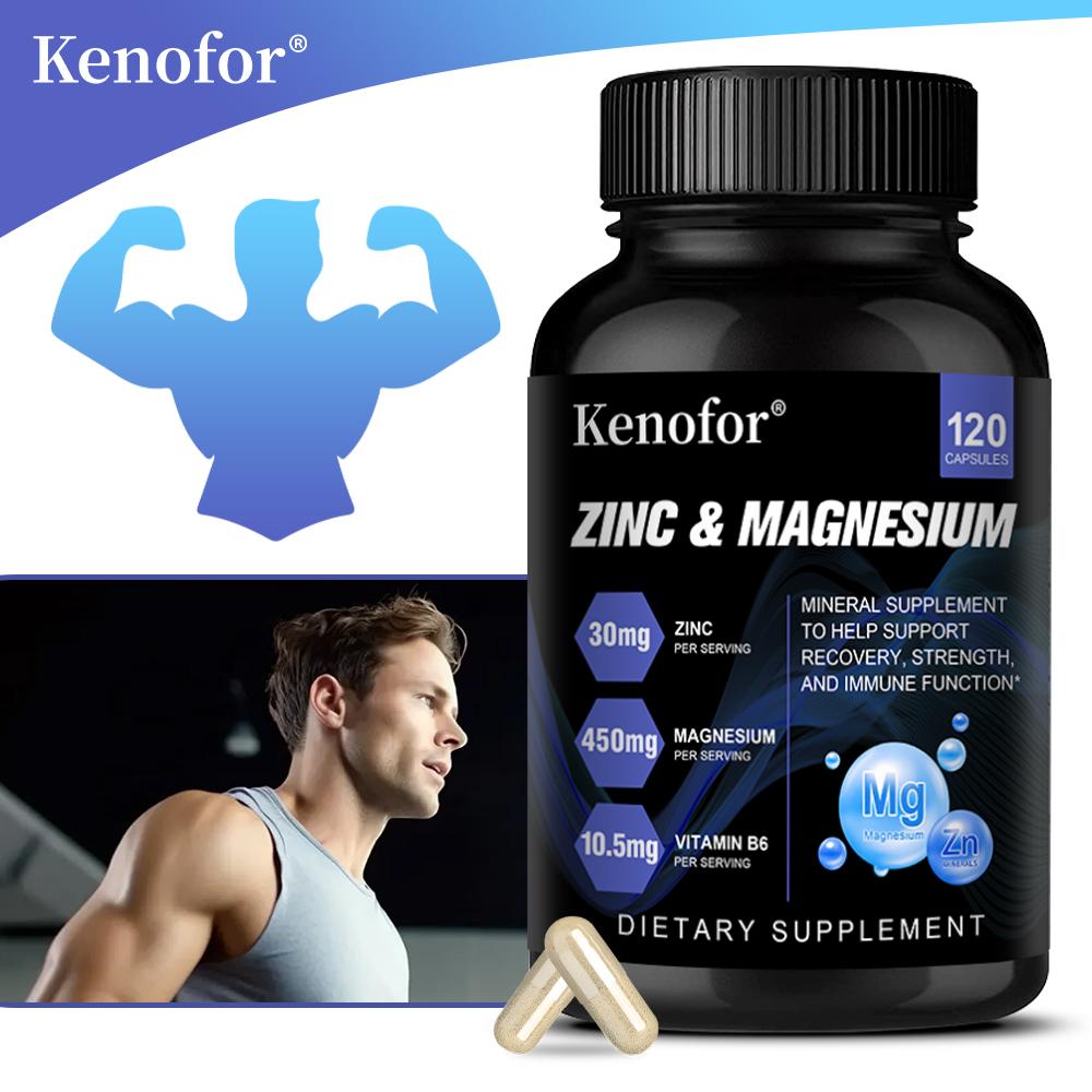 Zinc Magnesium & Vitamin B6 Capsules, Mineral Dietary Supplement with Black Pepper Extract, 120 Capsules