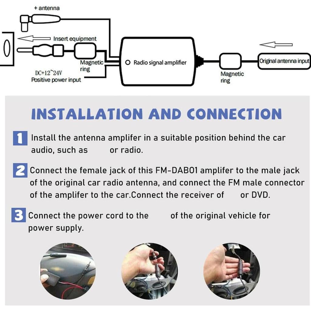 Car Radio Antenna Booster - Car FM Radio Antenna Signal Amplifier - Car Antenna