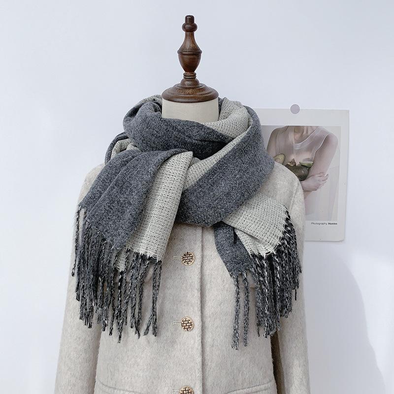 35 цветов 2024 осень и зима новый двухсторонний однотонный искусственный кашемировый кисточный платок утолщенный теплый шарф для мужчин и женщин