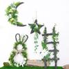 Trapezoid Artificial Plant Ornament with Rabbit Moon Pentagram Shape for Home Easter Ramadan Decoration