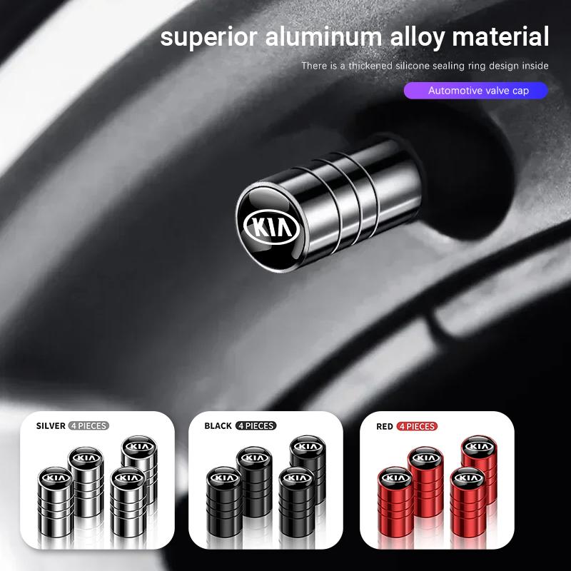 4pcs Car Tire Valve Caps Anti Rust Dustproof Covers For KIA Sportage Seltos Sorento K3 K4 Soul Carnival EV6 EV9 Carnival K5 EV5 ZR9