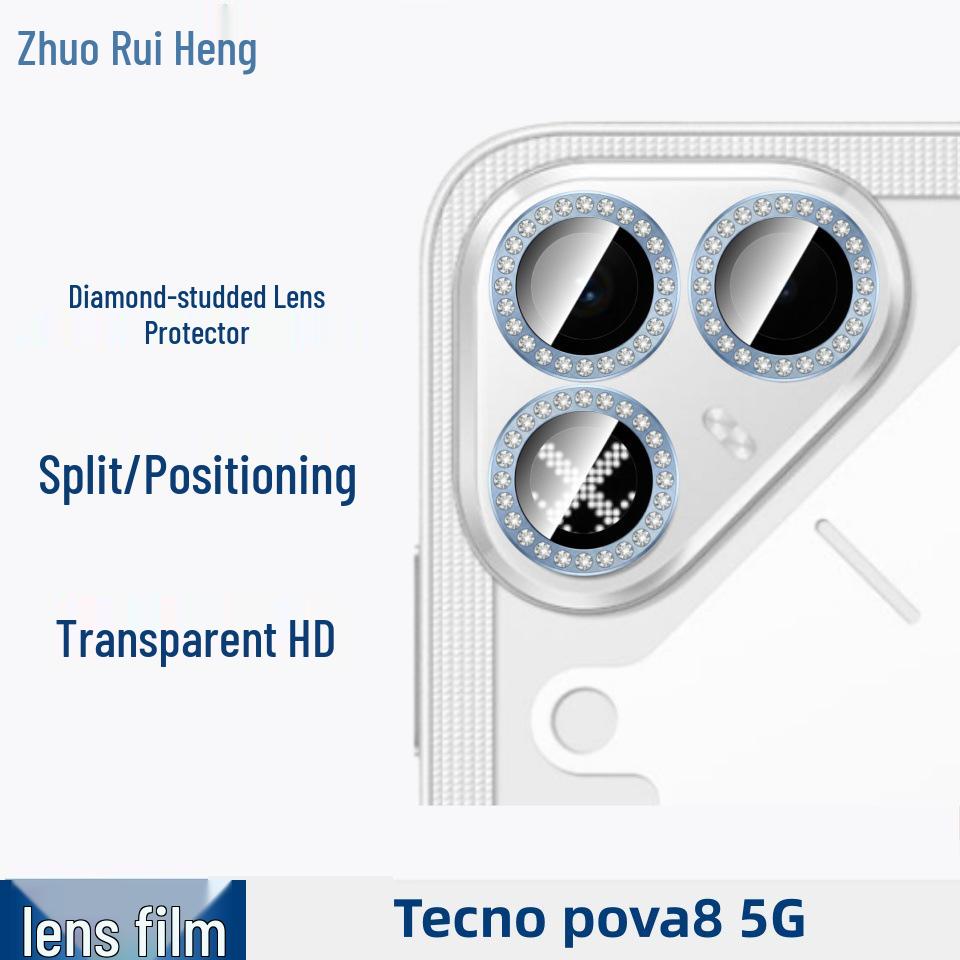 Tecno Pova 8 5G HD Матовое закаленное стекло с защитой от подглядывания с прозрачным протектором линзы с инкрустацией бриллиантами 'Глаз орла'