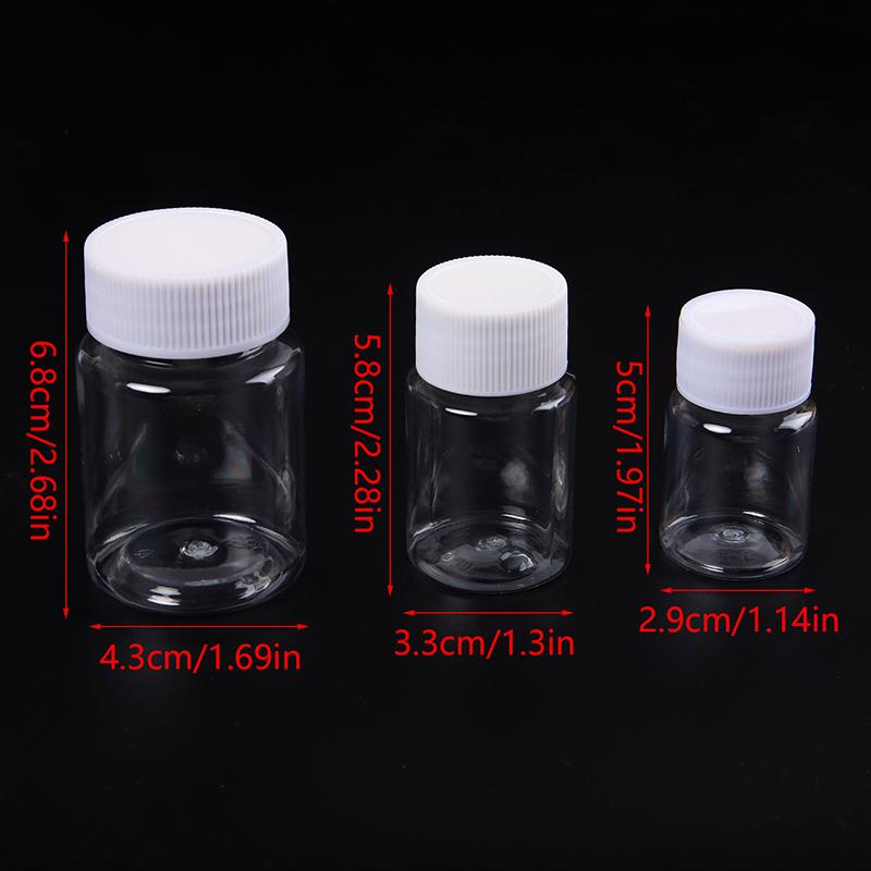 10PCS Plastic PET Clear Empty Seal Bottles Solid Powder Medicine Pill Vial Container Reagent Packing Bottle Refillable Bottles