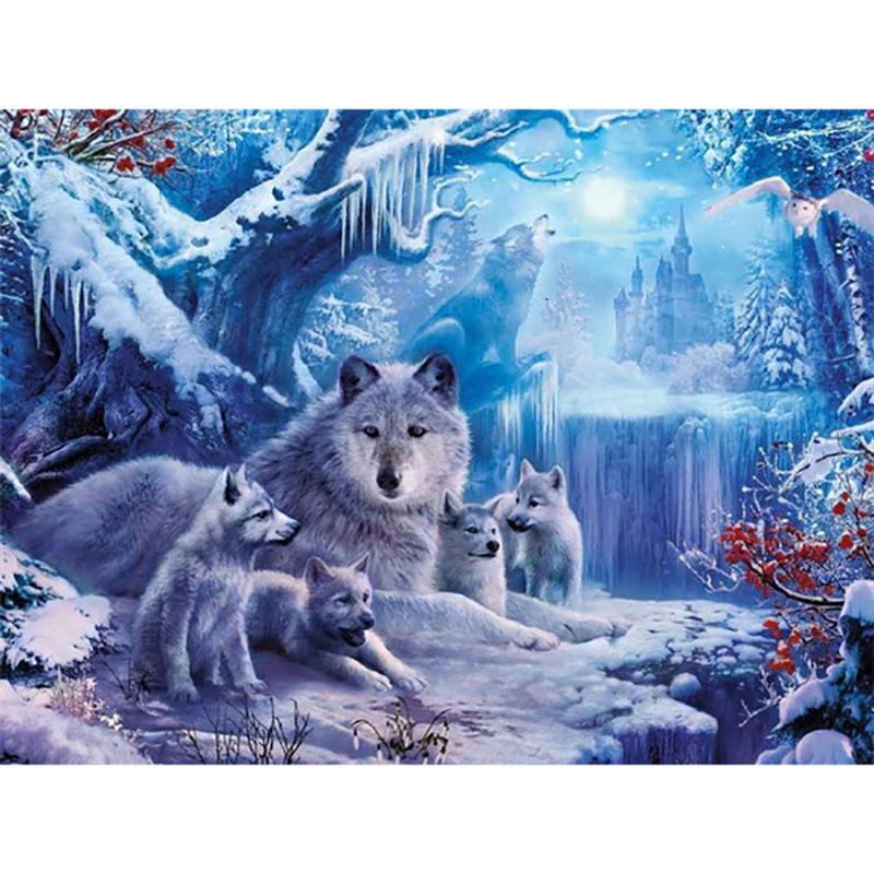 5D DIY алмазная живопись наборы для вышивки крестом Волк Снег Алмазная вышивка животное полная круглая мозаика из смолы домашний декор подарок ручной работы