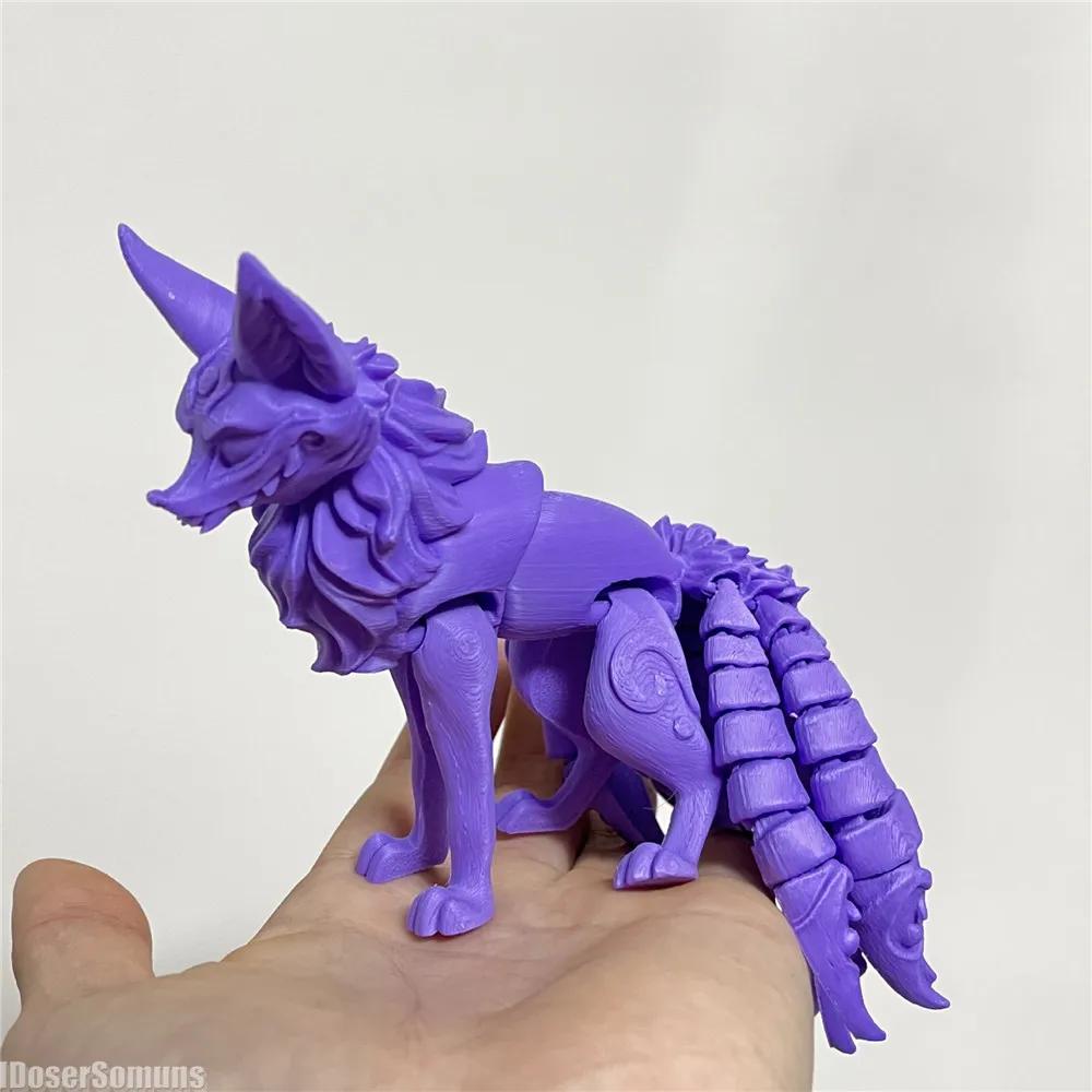 3D-печатная фигурка лисы, подвижная модель с тонким хвостом и множеством суставов, шарнирная фигурка животного, декор для стола, подарки для детей