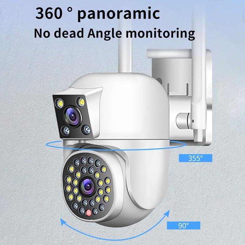 Наружная камера видеонаблюдения с двойным объективом 4K, домашняя камера видеонаблюдения, беспроводная Wi-Fi IP-камера, поддержка двустороннего аудио, встроенный микрофон