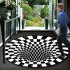 Round Carpet Wear Resistant Washable Geometric Anti-Skid 3D Stereo Vision Carpet Area Rug Bedroom Floor Mat Decoration