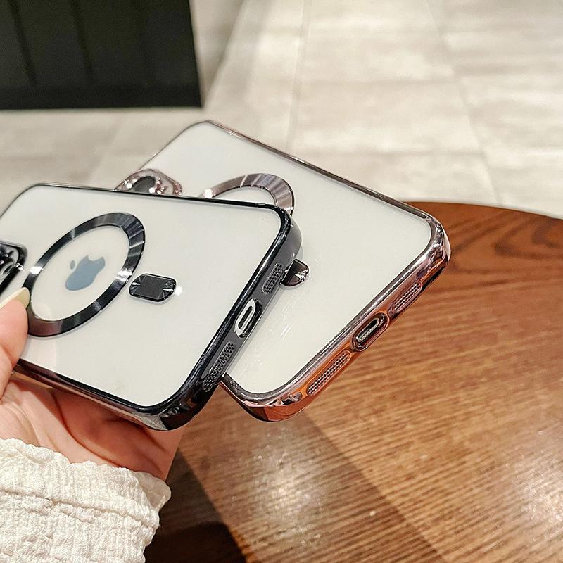 Для iphone 15 Роскошные прозрачные чехлы для телефона Для Iphone 15 Pro Plus Магнитный чехол для беспроводной зарядки Защита объектива Мягкая накладка 15 Plus