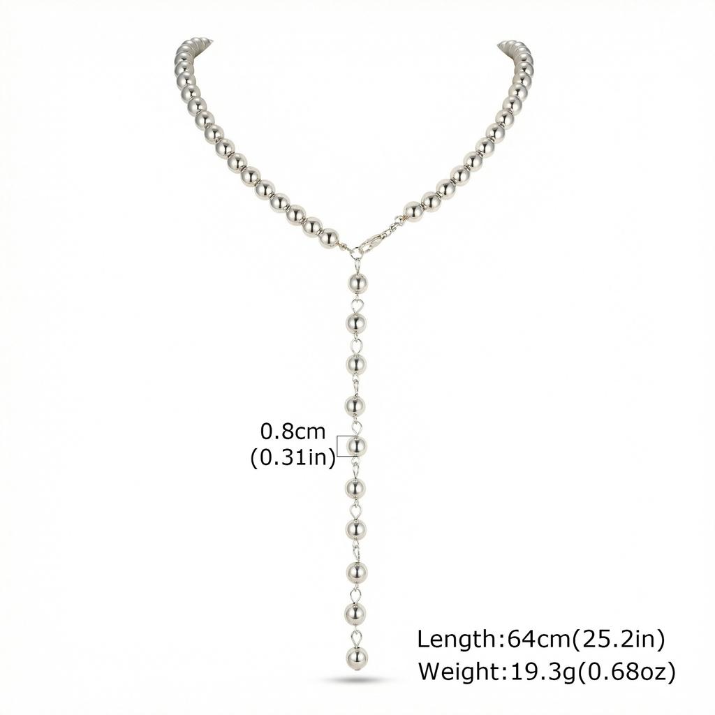 Vnox Trendy Elegant Y-Shaped Imitation Pearls Choker Necklaces, Exaggerated Large Round Beads Long Chain Necklace Jewelry